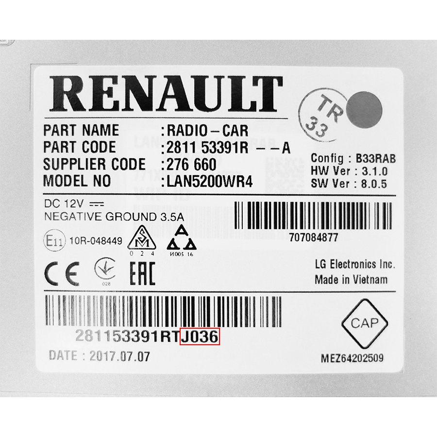 Renault Radio Unlocking Pin Code