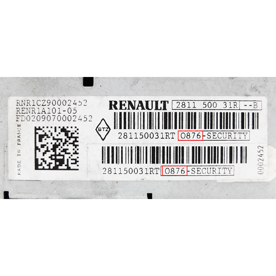 Renault Radio Unlocking Pin Code