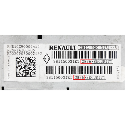 Renault Radio Unlocking Pin Code