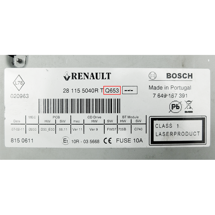 Renault Radio Unlocking Pin Code