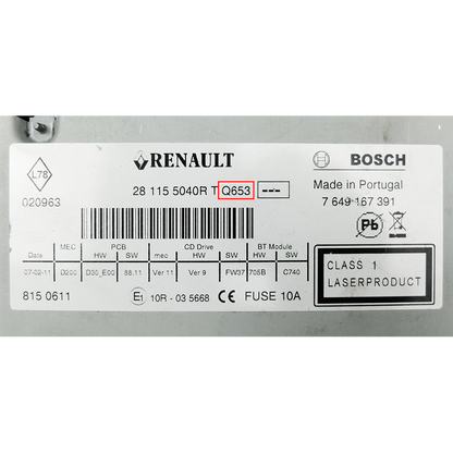 Renault Radio Unlocking Pin Code