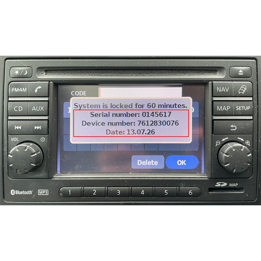 Nissan Radio Unlocking Pin Code