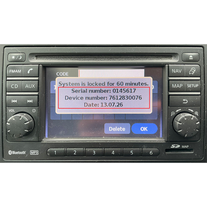 Nissan Radio Unlocking Pin Code